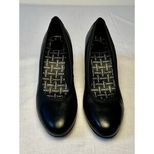 Vionic Mabrey Womens Sz 10 Black Leather Block Heels Pumps Orthaheel